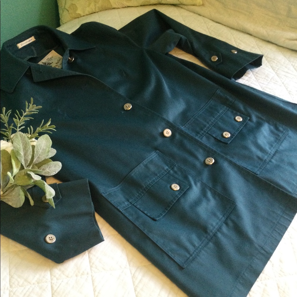Vintage Teal Misty Harbor All Weather Pea Coat - Picture 3 of 16